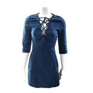 Bebe Women's Blue Denim Jean Mini Dress XS